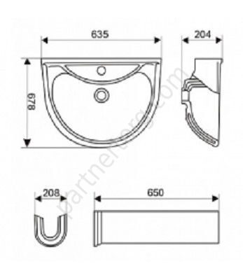 Престиж умывальник синий с пьедесталом 63,5 Оскольская Керамика