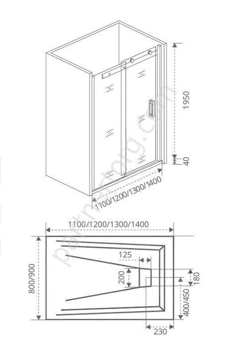 Galaxy WTW-120-C-CH Bas дверь душевая откатная 120х195 см, стекло прозрачное, профиль хром