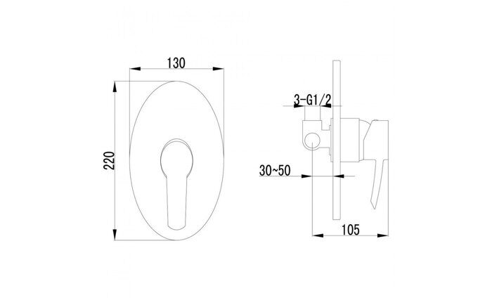 Atlantiss LM3223C, смеситель для ванны и душа встраиваемый, хром Lemark