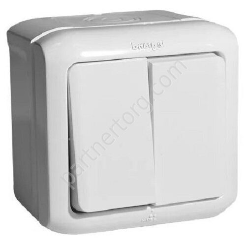 Legrand Quteo выключатель 2-х клавишный 10АX 250В IP44, цвет серый