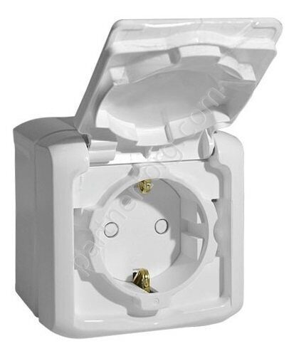 Legrand Quteo cиловая розетка 2К+З 16А 250В IP44, со шторками, цвет белый