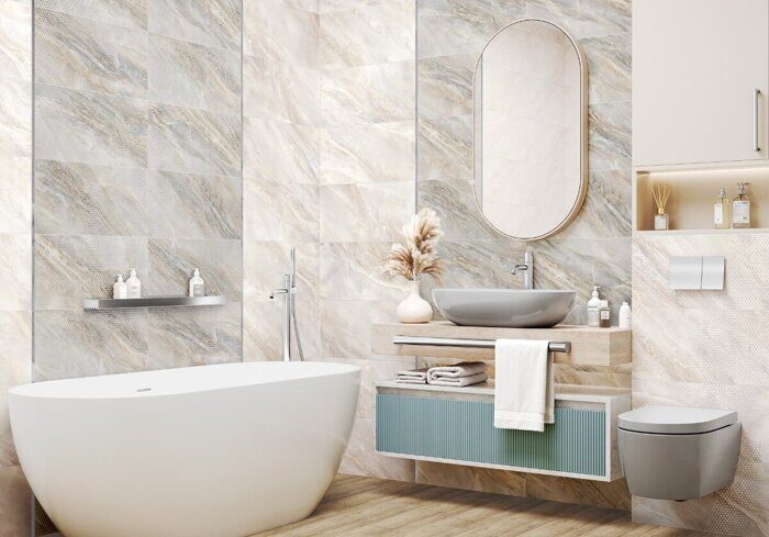 Sunrock Light New Trend настенная плитка бежевая глянцевая 30х60 см