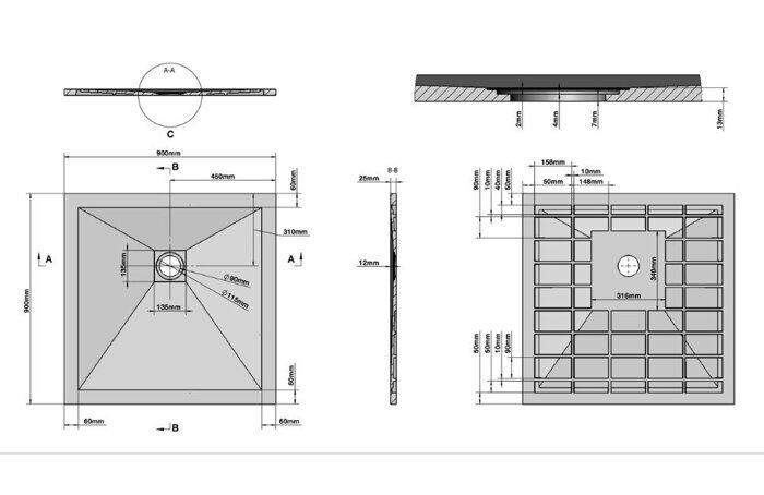 Grossman Strong GR-S19090Q душевой поддон каменный низкий 90х90см