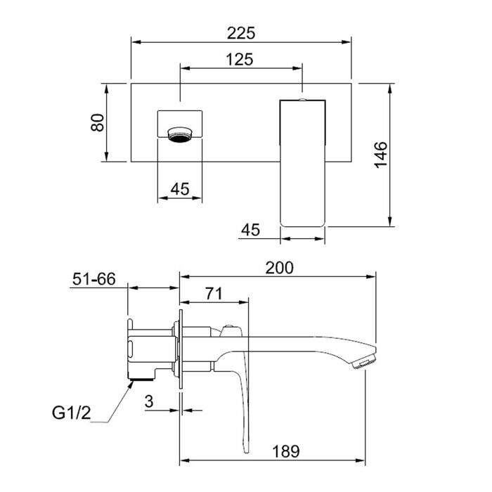 Raglo R01.11 смеситель для раковины встраиваемый, хром