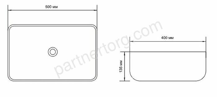 Soul-1 раковина накладная черная 500х400х135 без отверстия под смеситель