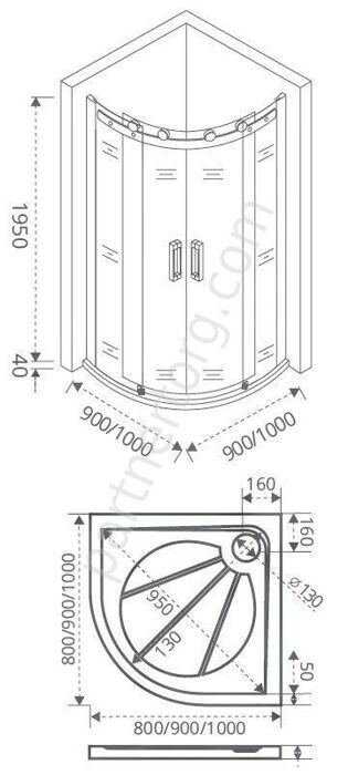 Galaxy R-TD-90-C-CH Bas душевое ограждение 90х90см, стекло прозрачное, профиль хром