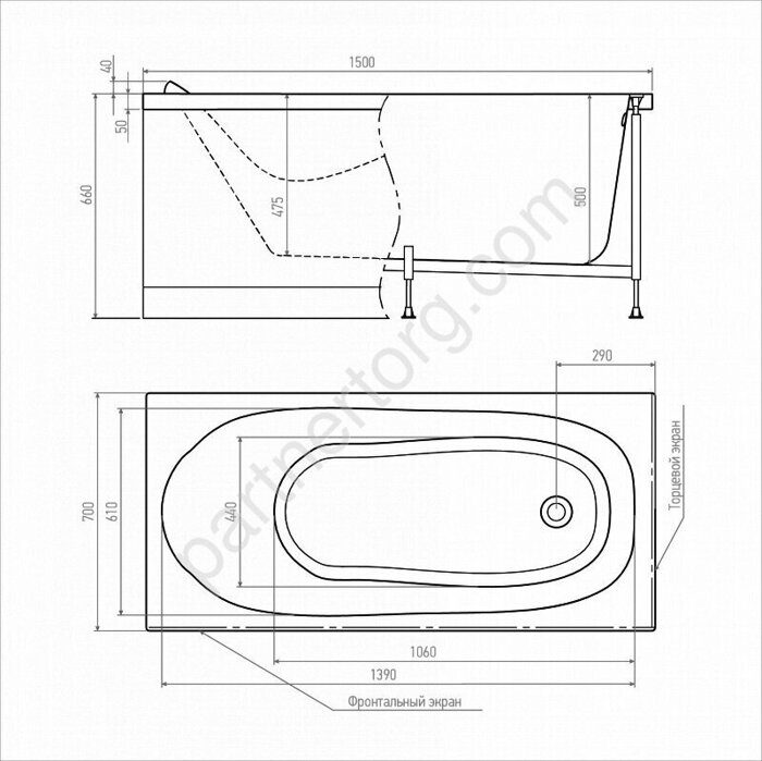 Alex Baitler акриловая ванна Nemi 150х70см
