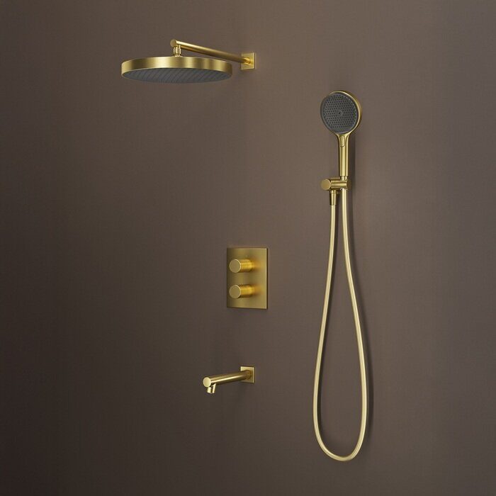 Duna Iddis встраиваемая душевая система с тропическим душем золотая DUNMGSTi68