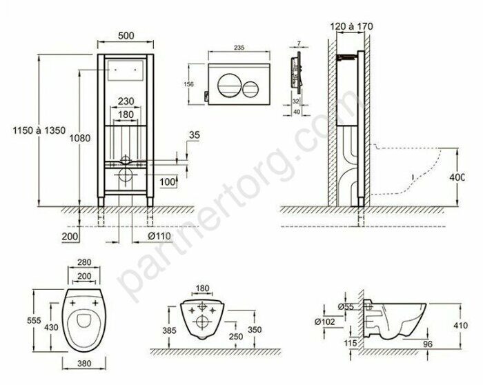 Комплект инсталляции и подвесного унитаза Jacob Delafon Presquille E21743RU-00
