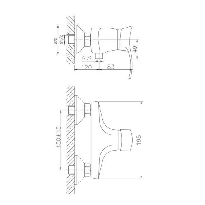 HB2001 Haiba Смеситель для душа, латунь, хром