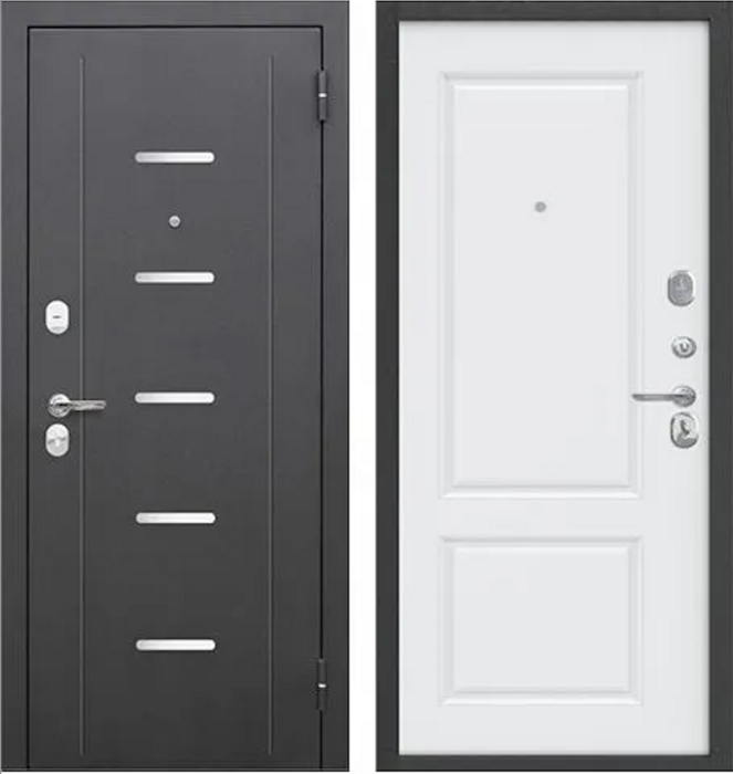 Гарда Серебро 7,5см дверь входная Антик серебро, Велюр белый софт