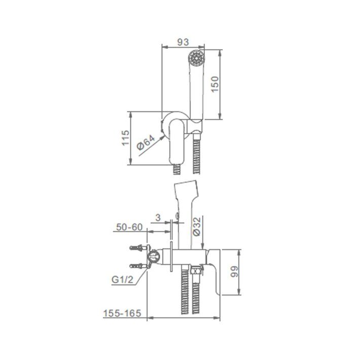 Raglo R03.52.09 смеситель с гигиеническим душем встраиваемый, графит