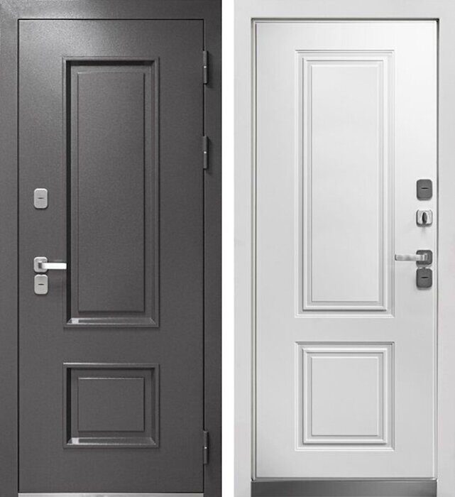 Luxor Termo 2 дверь входная стальная Букле антрацит, Эмалит белый