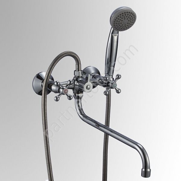 А 31 смеситель для ванны с длинным изливом, двуручный Славен