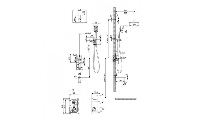 Mista LM6422WG душевая система скрытого монтажа с тропическим душем и изливом, белый-золото Lemark