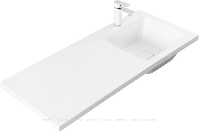 Kamilla 110 раковина-столешница правая из литьевого мрамора для монтажа над стиральной машиной Aquanet