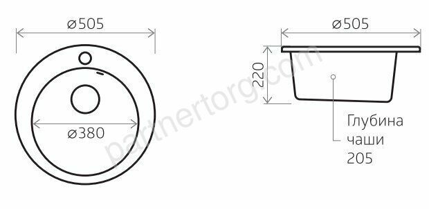 Nova 51 К, 505х505 каменная кухонная мойка, цвет белый