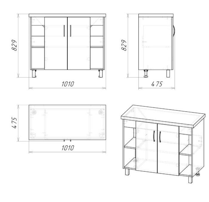 Флай100 Дуб сонома + дуб серый тумба в ванную комнату Grossman