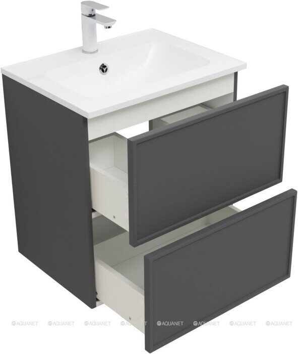 Арт 60 тумба ясень графит для ванной комнаты Aquanet