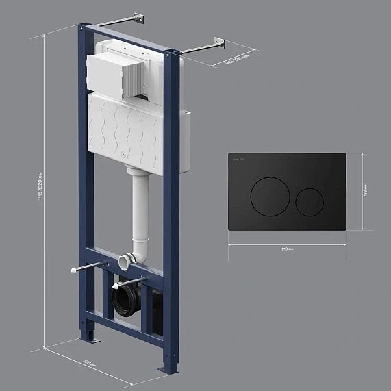 Инсталляция для подвесного унитаза с пневматической клавишей Pro L пластик, чёрный I012704.9038 Pro AM.PM