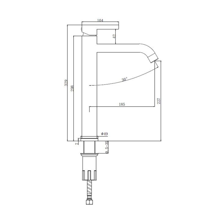S221.15.06 Splenka Смеситель для умывальника высокий, черный