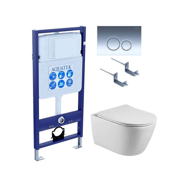 Set Aquatek Бетта комплект рама INS-0000012, унитаз AQ1253W-00, крепеж KKI-0000002 и клавиша смыва KDI-0000018