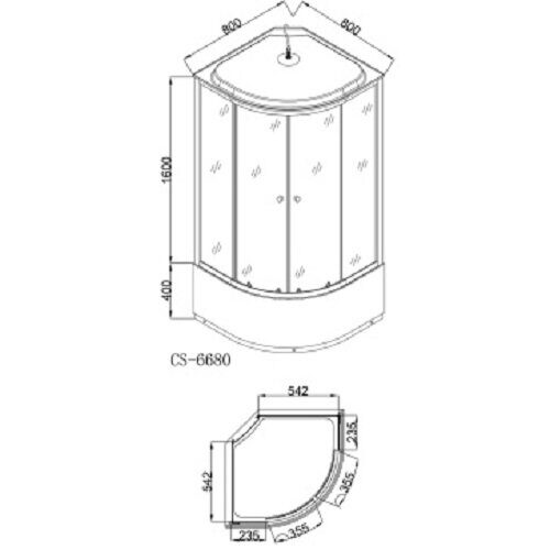 Loranto CS-6680F 80*80*215 душевая кабина, поддон 40см, матовое стекло, стенки белые