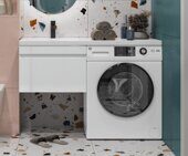 Urban 600-0-1 тумба подвесная белая для ванной комнаты с раковиной-столешницей над стиральной машиной Kamilla 120