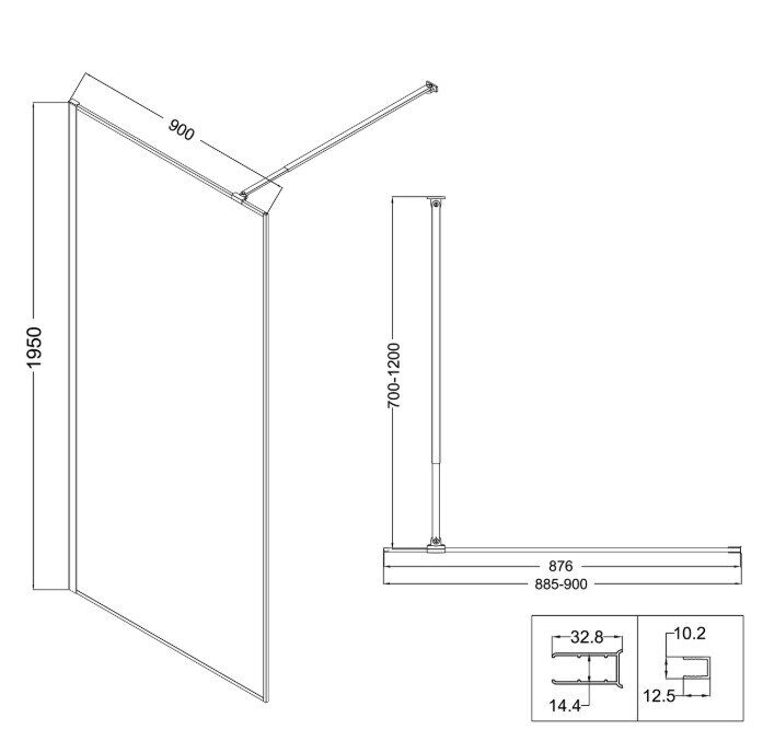 Niagara Nova NG-680-90Black душевая перегородка 90х200см, профиль черный, стекло прозрачное с рисунком