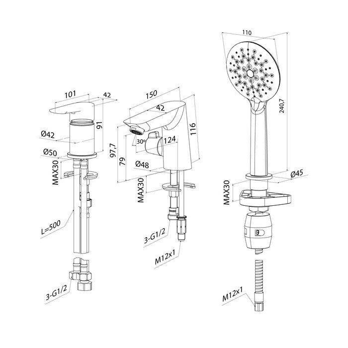 Cloud Iddis хром смеситель для ванны CLOSB30i07