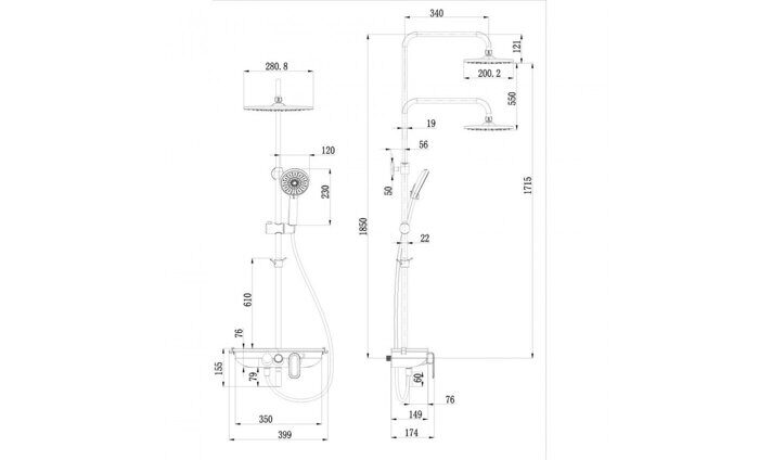 Tropic LM7012C, душевая система с тропическим душем, поворотный излив, хром Lemark