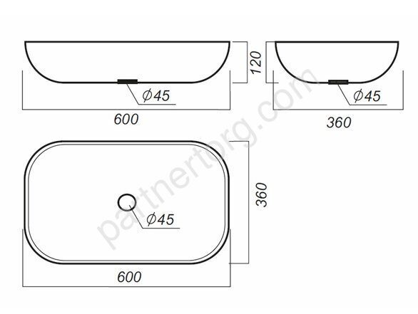 Infinity 60х36см белый умывальник для столешницы Sanita