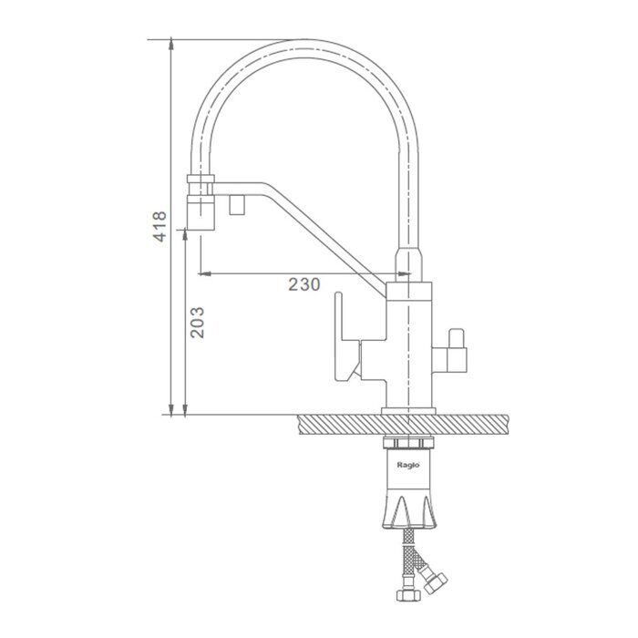 Raglo R85.62 смеситель для кухни с подключением к фильтру питьевой воды, хром