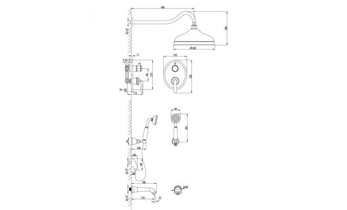 Brava LM4722G, Душевой комплект встраиваемый, с дополнительной однофункциональной лейкой, золото Lemark
