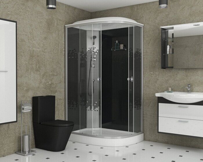 Niagara Eco NG-4512-14R BLACK душевая кабина угловая 120х80х215 см, мозаика стекло, низкий поддон