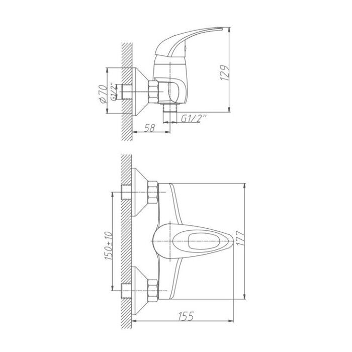 HB2003 Haiba Смеситель для душа, латунь, хром