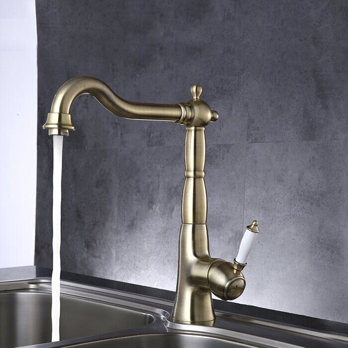 Villa LM4805B смеситель для кухни с высоким поворотным изливом, бронза Lemark
