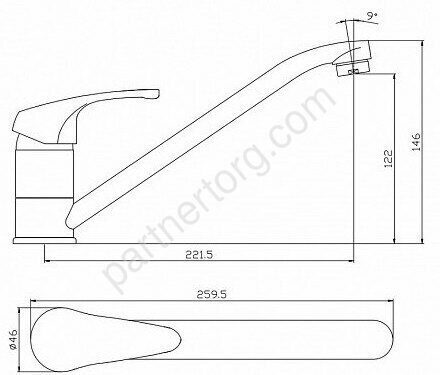 Practic AF100-40С смеситель для кухни Aquanet