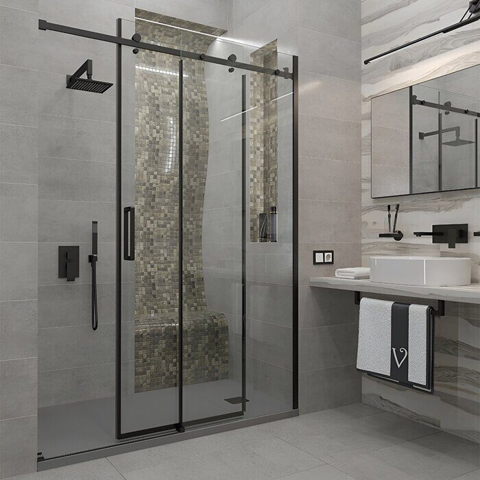 Veconi VN74B-120-01-C4 душевая дверь раздвижная 120х195 см, профиль черный