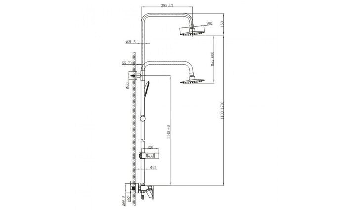 Tropic LM7002BL, душевая система с тропическим душем, короткий излив, черный Lemark