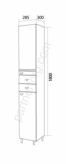 Story 29Н 2я 2д пенал напольный белый глянцевый