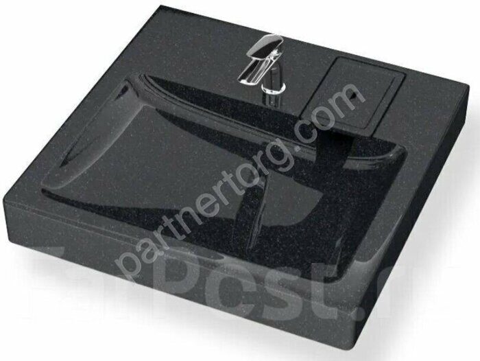 Адель V53Q4 Marrbaxx 590х546х88мм черная раковина с мыльницей  для монтажа над стиральной машиной