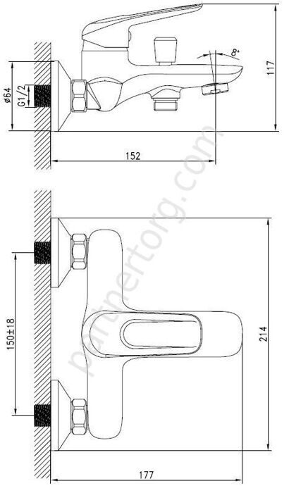Male Iddis смеситель для ванны с коротким изливом MALSB00i02