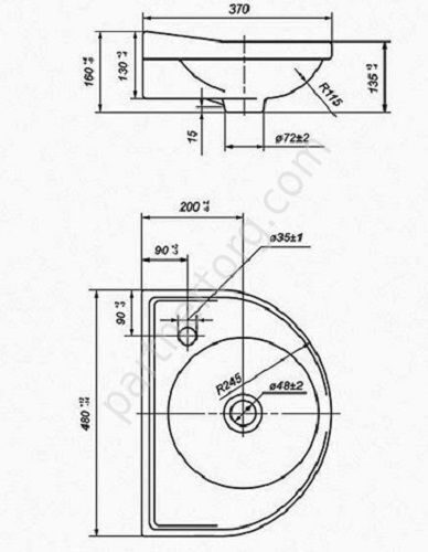 Орфей-50 умывальник навесной белый Оскольская керамика