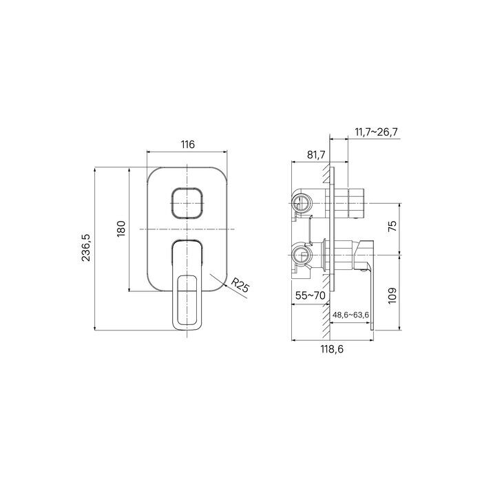 Slide Iddis хром смеситель скрытого монтажа SLISB00i68