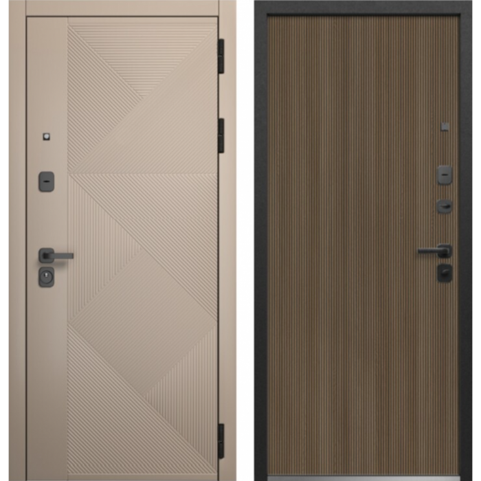 Luxor 2МДФ Геометрия дверь входная Капучино,  Дуб рейка