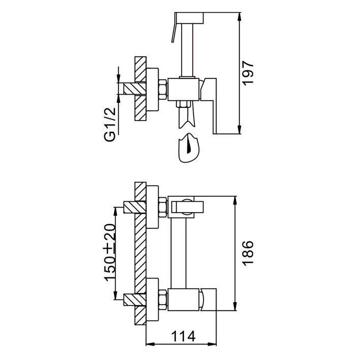 S98.51 Splenka Смеситель с гигиеническим душем, хром