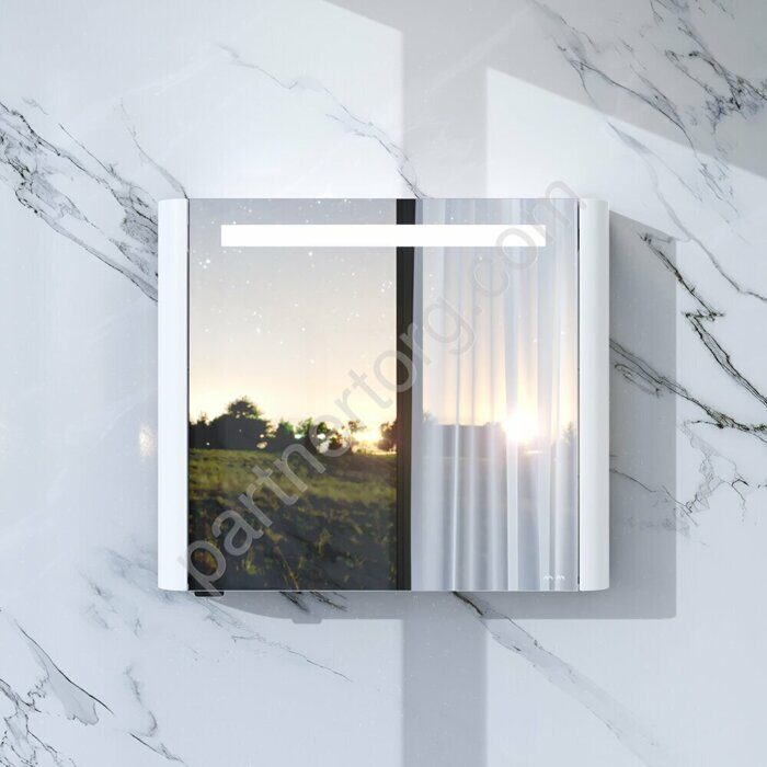 M30MCL0801WG Sensation, зеркало, зеркальный шкаф, левый, 80 см, с подсветкой, белый, глянец, шт