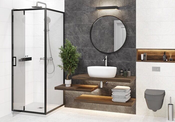 Grafito Dark Delacora настенная плитка графитовая матовая 24,6х74см