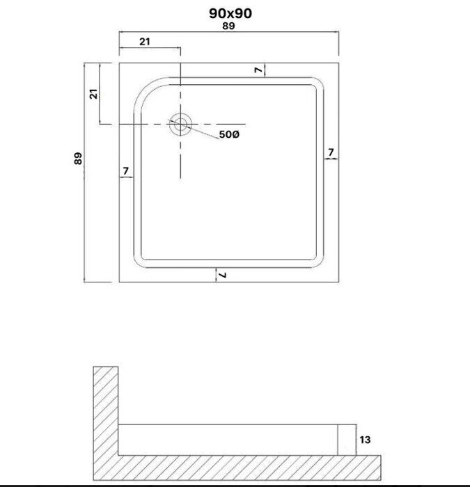 Grossman NG-P9090-14Q душевой поддон акриловый 90х90 см низкий